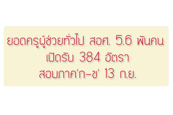 ยอดครูผู้ช่วยทั่วไป สอศ. 5.6 พันคน เปิดรับ 384 อัตรา-สอบภาค’ก-ข’ 13 ก.ย.