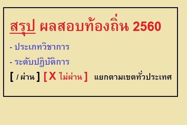 สรุป ผลสอบท้องถิ่น 2560 ผู้สอบผ่านแต่ละตำแหน่ง พร้อมอัตราว่าง จำแนกตามภาค/เขต ทั่วประเทศ