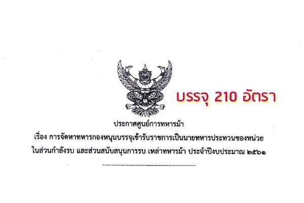 ศูนย์การทหารม้าเปิดสมัครสอบบรรจุเข้ารับราชการ 210 อัตรา รับสมัคร 25 - 31 มกราคม 2561