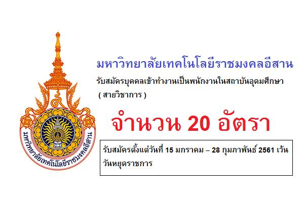 ม.เทคโนโลยีราชมงคลอีสาน รับสมัครพนักงาน(สายวิชาการ) 20 อัตรา