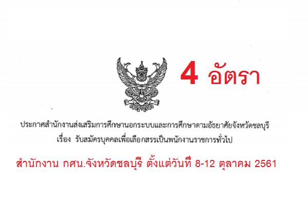 กศน. ชลบุรี รับสมัครบุคคลเพื่อเลือกสรรเป็นพนักงานราชการทั่วไป 4 อัตรา