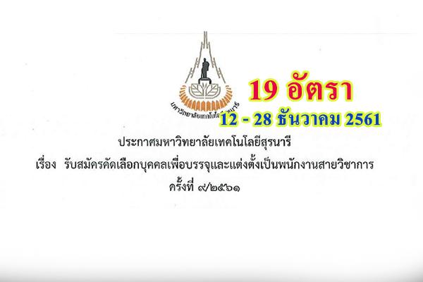 มหาวิทยาลัยเทคโนโลยีสุรนารี รับสมัครพนักงานมหาวิทยาลัย ตำแหน่งอาจารย์ 19 อัตรา