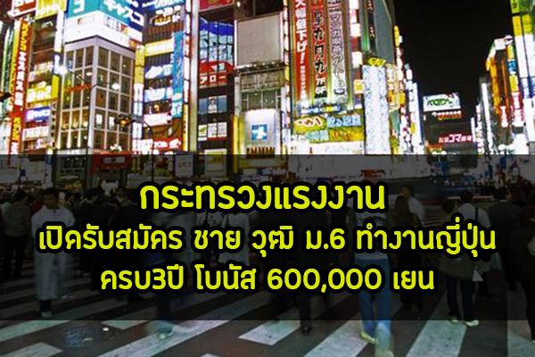 กระทรวงแรงงาน เปิดรับสมัคร ชาย วุฒิ ม.6 ทำงานญี่ปุ่น ครบ3ปี โบนัส 600,000 เยน