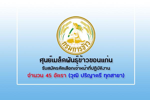 ศุนย์เมล็ดพันธุ์ข้าวขอนแก่น รับสมัครคัดเลือกเจ้าหน้าที่ผู้ช่วยปฏิบัติงาน 45 อัตรา ประจำปี 2562