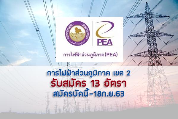 การไฟฟ้าส่วนภูมิภาค เขต 2 รับสมัครคัดเลือกเพื่อเข้าปฏิบัติงาน 13 อัตรา สมัครบัดนี้-18ก.ย.63