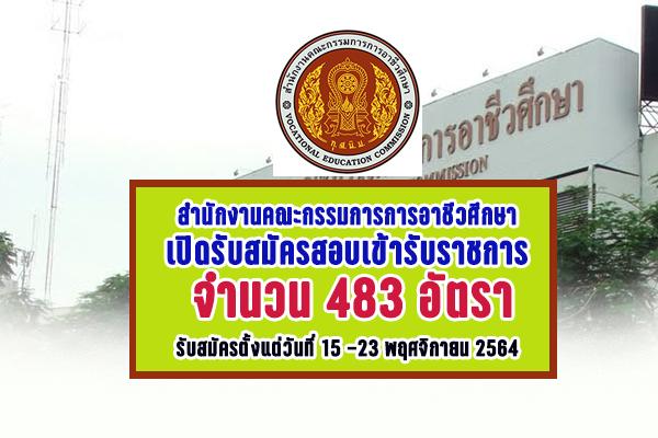 สำนักงานคณะกรรมการการอาชีวศึกษา เปิดรับสมัครสอบเข้ารับราชการ ตำแหน่ง ครูผู้ช่วย 483 อัตรา