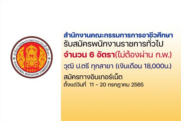 สำนักงานคณะกรรมการการอาชีวศึกษา รับสมัครพนักงานราชการ  6 อัตรา ตั้งแต่วันที่ 11 - 20 กรกฎาคม 2565