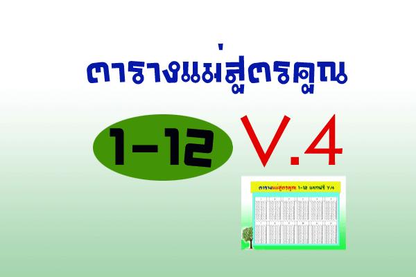 แจกฟรี ตารางแม่สูตรคูณ 1-12 แจกฟรี V.4 ดาวน์โหลด