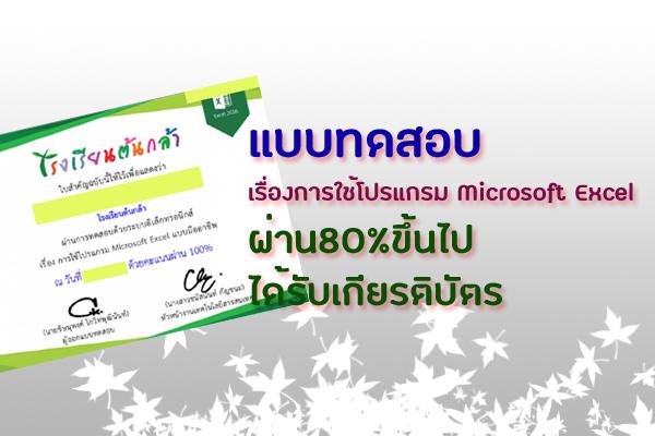 แบบทดสอบ เรื่องการใช้โปรแกรม Microsoft Excel ผ่าน80%ขึ้นไป ได้เกียรติบัตร | ทำแบบทดสอบออนไลน์