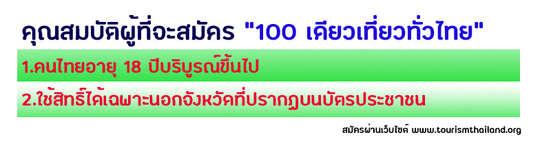 "100 เดียวเที่ยวทั่วไทย" กับ 4 ขั้นตอนการลงทะเบียน
